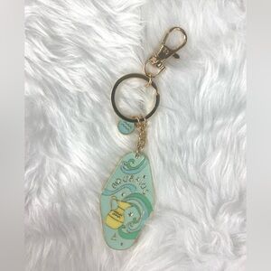 Aquarius Zodiac Keychain with Gold Accents